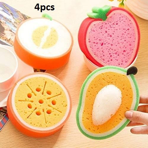 Cleaning Sponge- Fruits Shaped Kitchen/Bathroom Wash Cleaning Sponge (Pack of 4)